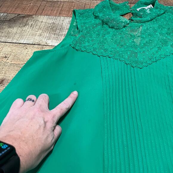 Asos | Tiny FLAW Women's Green Lace Button Back Halter Shift Dress Sz 8 - Picture 5 of 7